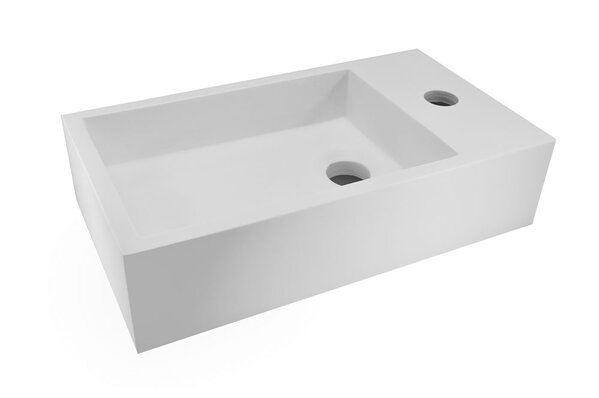 Wiesbaden Wiesbaden Noble Solid Surface Fontein - Kraangat Rechts - 36x18x10cm - Mat Wit