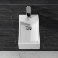 Wiesbaden Wiesbaden Noble Solid Surface Fontein - Kraangat Rechts - 36x18x10cm - Mat Wit
