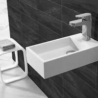 Wiesbaden Wiesbaden Noble Solid Surface Fontein - Kraangat Rechts - 36x18x10cm - Mat Wit