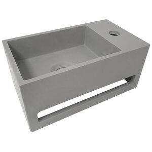 Wiesbaden Julia Solid Surface Fontein - Kraangat Rechts - 35x20x16cm - Beton