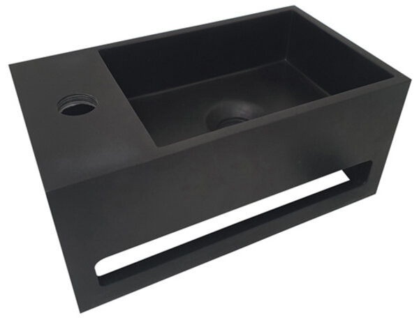 Wiesbaden Wiesbaden Julia Solid Surface Fontein - Kraangat Links - 35x20x16cm - Mat Zwart