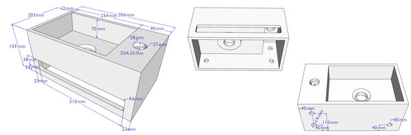 Wiesbaden Wiesbaden Julia Solid Surface Fontein - Kraangat Rechts - 35x20x16cm - Mat Zwart