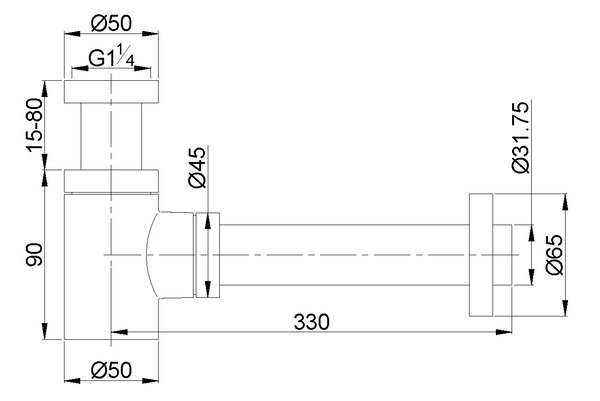 Wiesbaden Wiesbaden Star Laag Sifon - Rond - Geborsteld Gunmetal