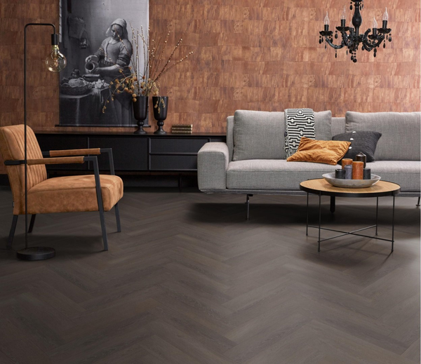 Floorlife Floorlife Herringbone Klik PVC Visgraat Vloer met Geïntegreerde Ondervloer - Charcoal