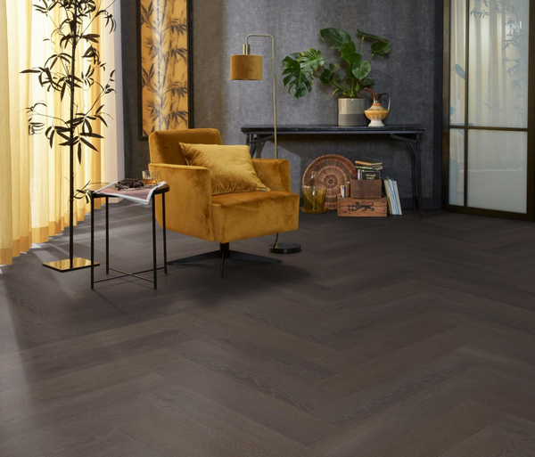 Floorlife Floorlife Herringbone Klik PVC Visgraat Vloer met Geïntegreerde Ondervloer - Charcoal