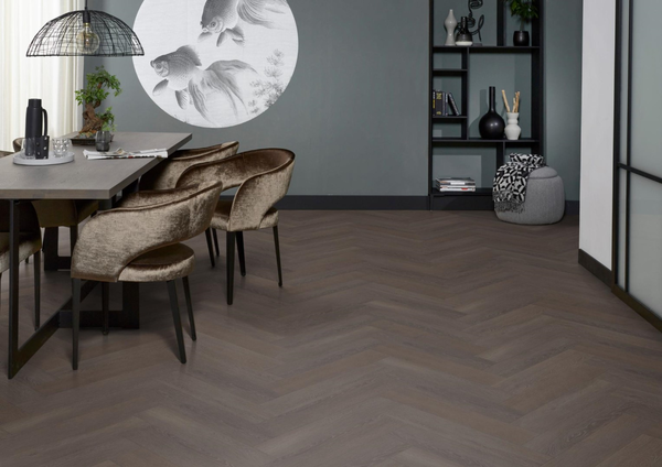 Floorlife Floorlife Herringbone Klik PVC Visgraat Vloer met Geïntegreerde Ondervloer - Charcoal
