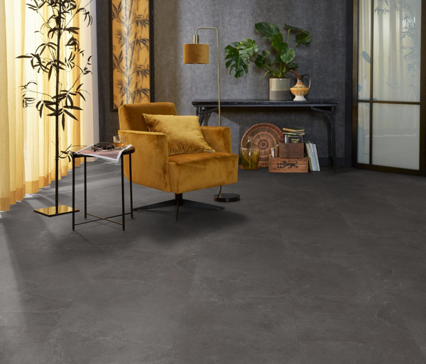 Floorlife Floorlife Stanmore Klik PVC Tegelvloer met Geïntegreerde Ondervloer - Dark Grey