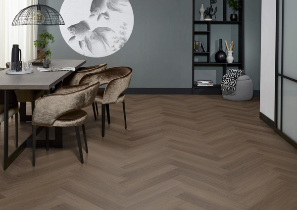 Floorlife Floorlife  YUP Fulham Klik PVC Visgraat Vloer met Geïntegreerde Ondervloer - Brown