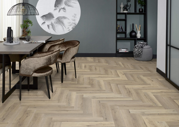 Floorlife Floorlife YUP Herringbone Klik PVC Visgraat Vloer met Geïntegreerde Ondervloer - Light Oak