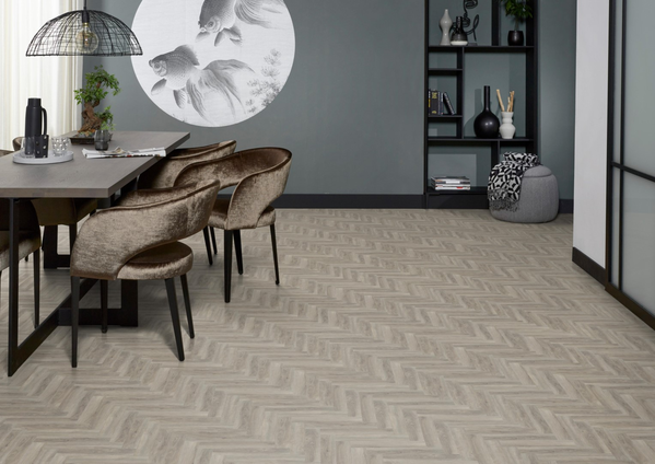 Floorlife Floorlife YUP Herringbone Klik PVC Visgraat Vloer met Geïntegreerde Ondervloer - Light Grey