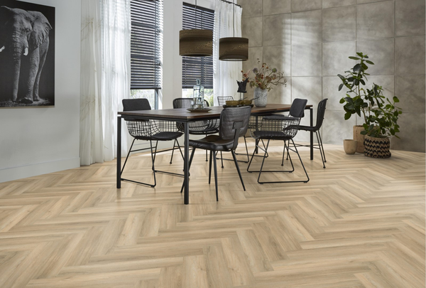 Floorlife Floorlife YUP Herringbone Klik PVC Visgraat Vloer met Geïntegreerde Ondervloer - Beige