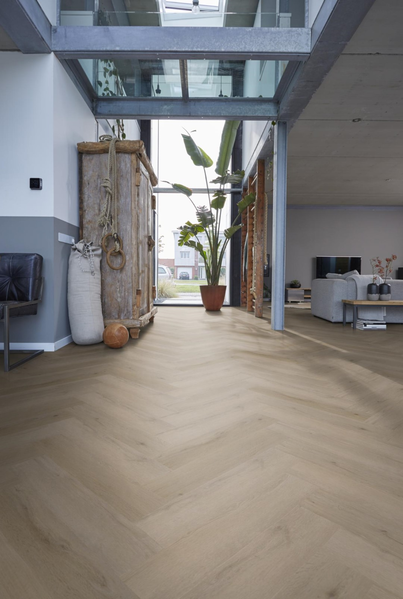 Floorlife Floorlife YUP Leyton Klik PVC Visgraat Vloer met Geïntegreerde Ondervloer - Light Oak