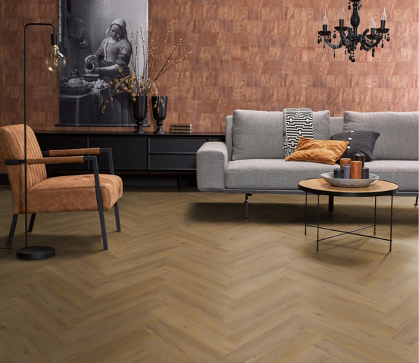 Floorlife Floorlife YUP Leyton Klik PVC Visgraat Vloer met Geïntegreerde Ondervloer - Dark Oak