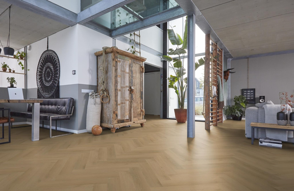 Floorlife Floorlife YUP Merton Klik PVC Visgraat Vloer met Geïntegreerde Ondervloer - Light Oak