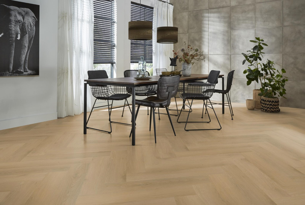 Floorlife Floorlife YUP Merton Klik PVC Visgraat Vloer met Geïntegreerde Ondervloer - Light Oak