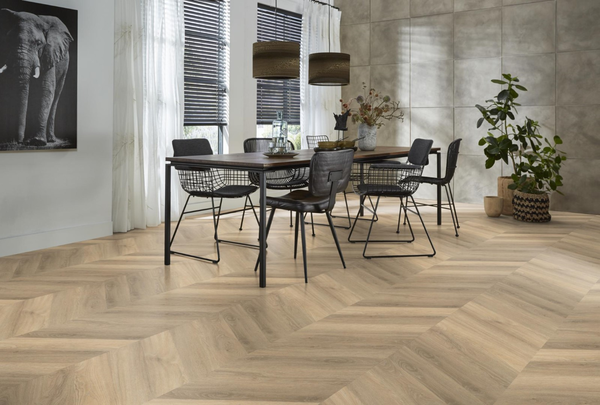 Floorlife Floorlife YUP Chevron Plak PVC Hongaarse Punt - Beige