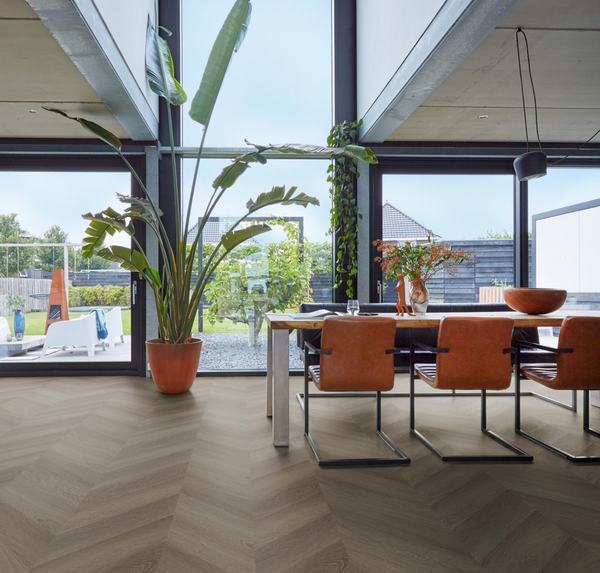 Floorlife Floorlife YUP Fulham Chevron Plak PVC Hongaarse Punt - Brown