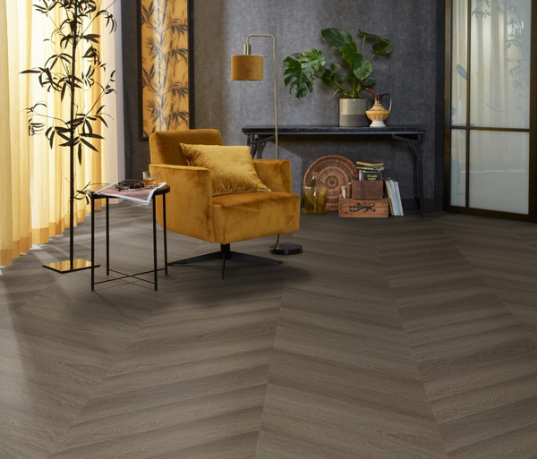 Floorlife Floorlife YUP Fulham Chevron Plak PVC Hongaarse Punt - Brown