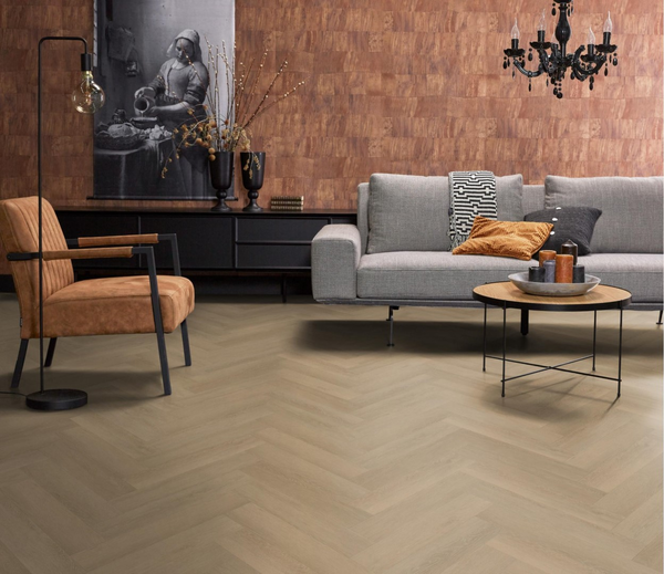 Floorlife Floorlife YUP Herringbone Plak PVC Visgraat Vloer - Warm Natural