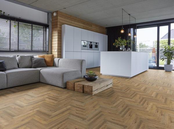 Floorlife Floorlife YUP Herringbone Plak PVC Visgraat Vloer - Dark Oak