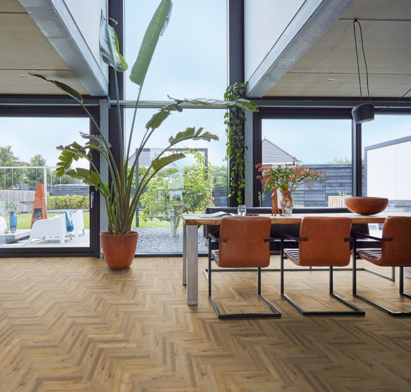 Floorlife Floorlife YUP Herringbone Plak PVC Visgraat Vloer - Dark Oak
