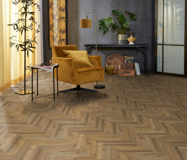 Floorlife Floorlife YUP Herringbone Plak PVC Visgraat Vloer - Dark Oak