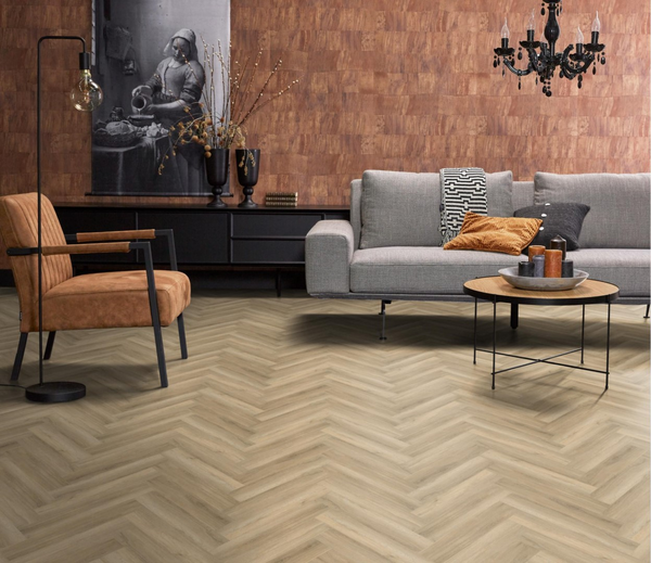 Floorlife Floorlife YUP Herringbone Plak PVC Visgraat Vloer - Beige