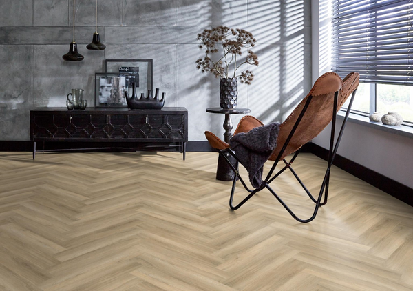 Floorlife Floorlife YUP Herringbone Plak PVC Visgraat Vloer - Beige