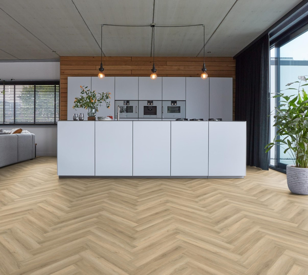 Floorlife Floorlife YUP Herringbone Plak PVC Visgraat Vloer - Beige