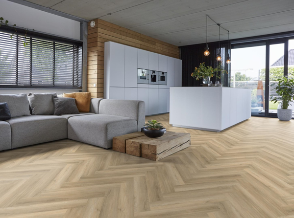 Floorlife Floorlife YUP Herringbone Plak PVC Visgraat Vloer - Beige