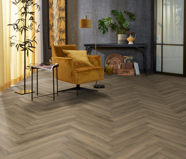 Floorlife Floorlife YUP Herringbone Plak PVC Visgraat Vloer - Light Brown