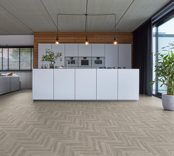 Floorlife Floorlife YUP Herringbone Plak PVC Visgraat Vloer - Light Grey