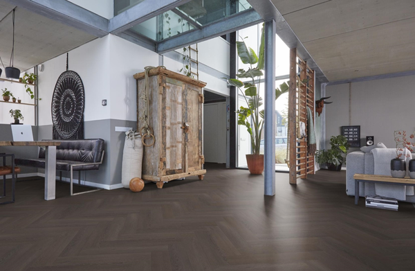 Floorlife Floorlife YUP Herringbone Plak PVC Visgraat Vloer - Charcoal