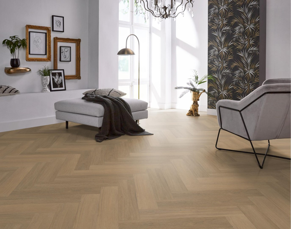 Floorlife Floorlife YUP Sutton Herringbone Plak PVC Visgraat Vloer - Warm Natural