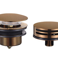 Wiesbaden Wiesbaden Badvoer Knop/Plug met Clickwaste met Badoverloop & Badvulcombinatie - Afbouwdeel - Geborsteld Brons Koper