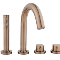 Wiesbaden Wiesbaden Caral 4-Gats Thermostatische Badrandkraan Afbouwset met Staaf Handdouche - Geborsteld Brons Koper