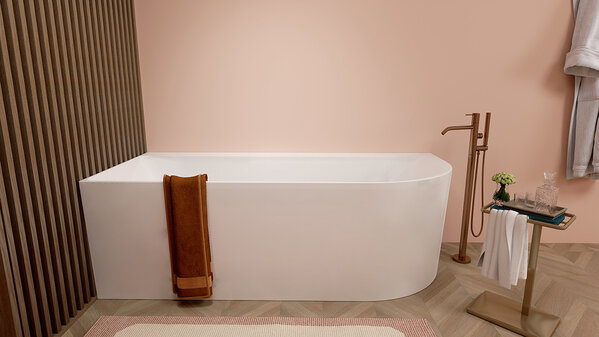 Wiesbaden Wiesbaden Zenn Acryl Halfvrijstaande Ligbad - Links - 180x80cm - Wit