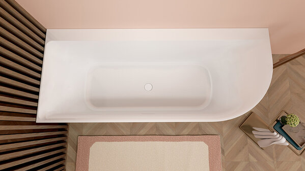 Wiesbaden Wiesbaden Zenn Acryl Halfvrijstaande Ligbad - Links - 180x80cm - Wit