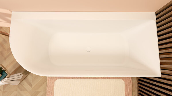 Wiesbaden Wiesbaden Zenn Acryl Halfvrijstaande Ligbad - Rechts - 180x80cm - Wit