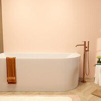 Wiesbaden Wiesbaden Zenn Acryl Halfvrijstaande Ligbad - Links - 170x75cm - Mat Wit