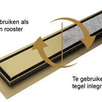 Wiesbaden Wiesbaden Douchegoot met Tegelrooster & Flens - 80x7cm - Geborsteld Messing