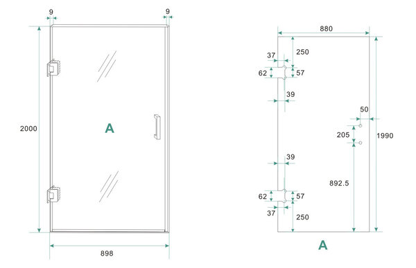 Wiesbaden Wiesbaden Less Profielloos Nisdeur - Nano Coating - 8mm Helder Glas - 90x200cm - Chrome