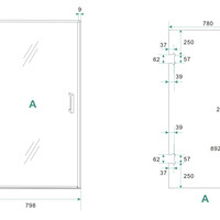 Wiesbaden Wiesbaden Less Profielloos Nisdeur - Nano Coating - 8mm Helder Glas - 80x200cm - Geborsteld RVS