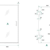 Wiesbaden Wiesbaden Less Profielloos Nisdeur - Nano Coating - 8mm Helder Glas - 100x200cm - Geborosteld Gunmetal