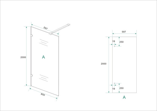 Wiesbaden Wiesbaden Less Profielloos Inloopdouche - Nano Coating - 8mm Helder Glas - 60x200cm - Mat Wit