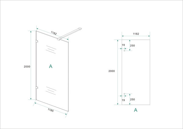 Wiesbaden Wiesbaden Less Profielloos Inloopdouche - Nano Coating - 8mm Helder Glas - 120x200cm - Mat Wit