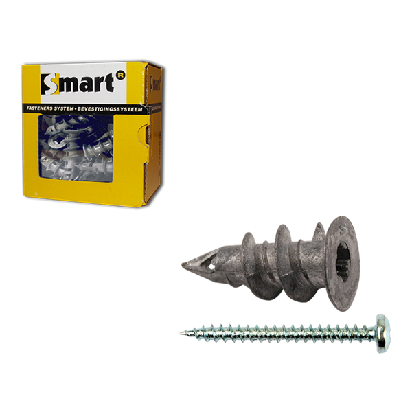 Smart Smart Metalen Gipskartonplug + Schroef - Verzinkt - 4,5x30mm - 25 Stuks