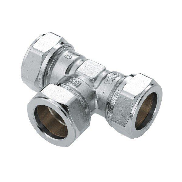 Bonfix Bonfix T-Koppeling - Knel - Vernikkeld Messing - 22x22x22mm