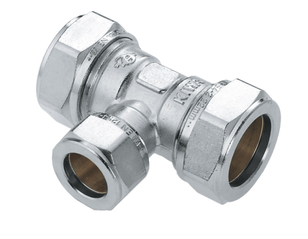 Bonfix Bonfix Verlopend T-Koppeling - Knel - Vernikkeld Messing - 22x15x22mm