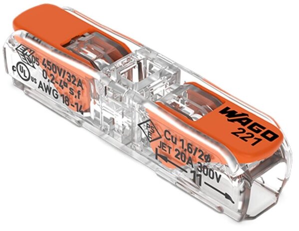 Wago Wago 221 Doorverbindingsklem - 4mm² - 2-Polig - 12 stuks